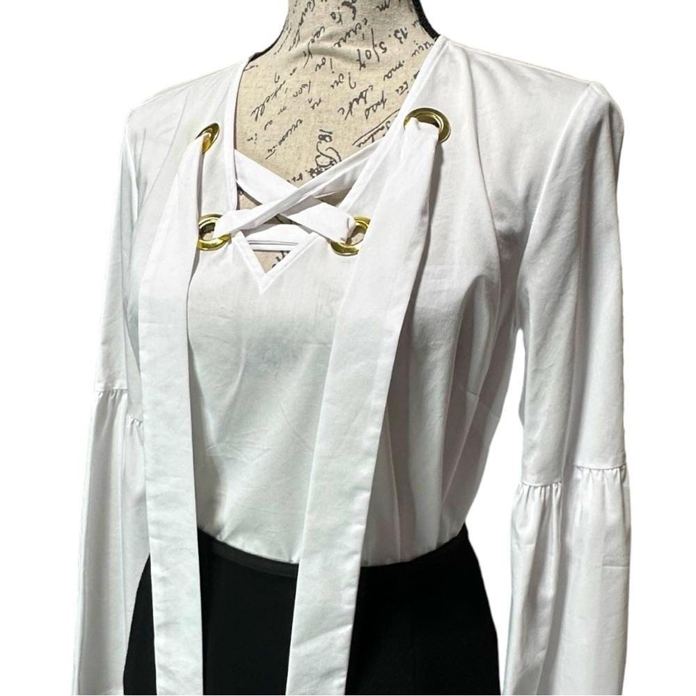Michael Kors Long Bell Sleeved Blouse with Ties Size Medium NWT